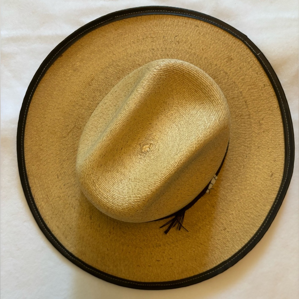 Vintage Size 5 Straw Flat Hat from Mexico